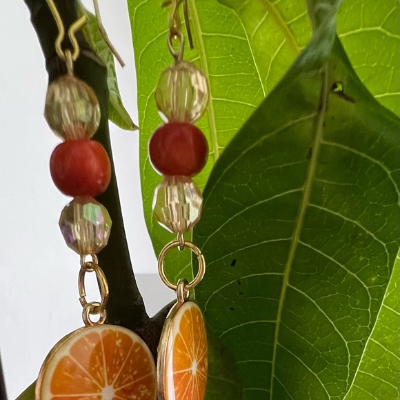 Juicy Orange Dangle Earrings - Picture 3 of 4